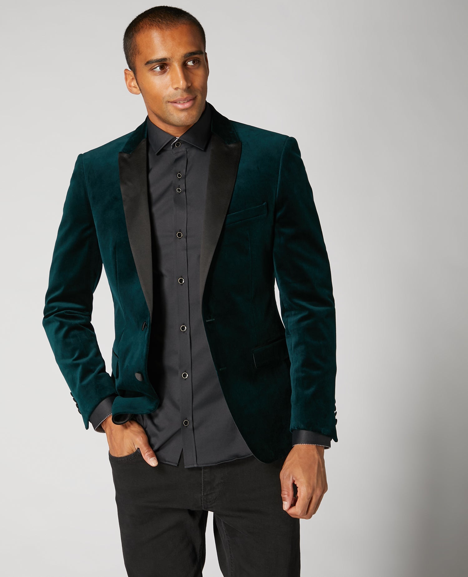 Dark green discount velvet suit jacket