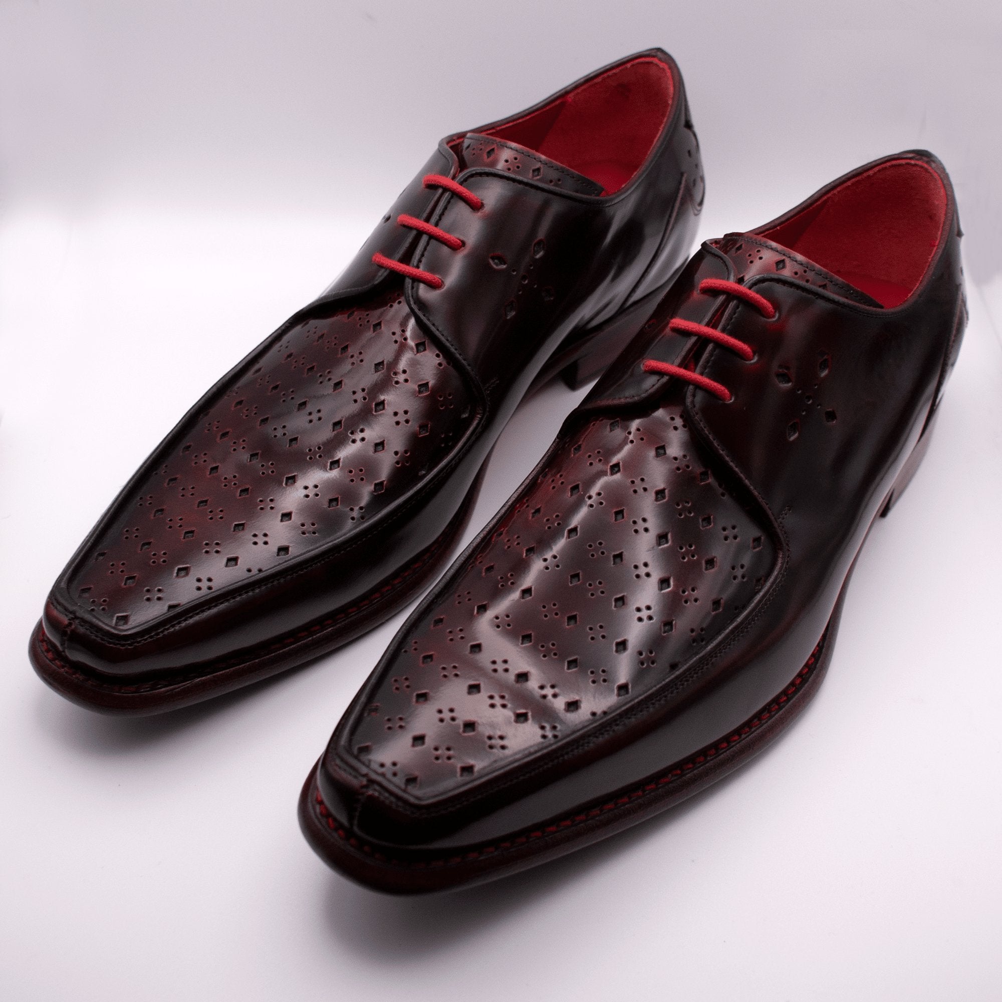 Jeffery West Black Polished Red Sole Brogue Dress Shoes