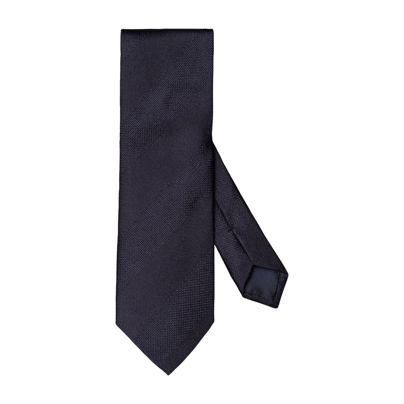 Block Stripe Grenadine Italian Made Dark Blue Silk Tie