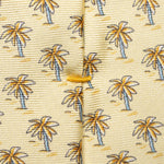 Palm Tree Print Yellow Silk Tie