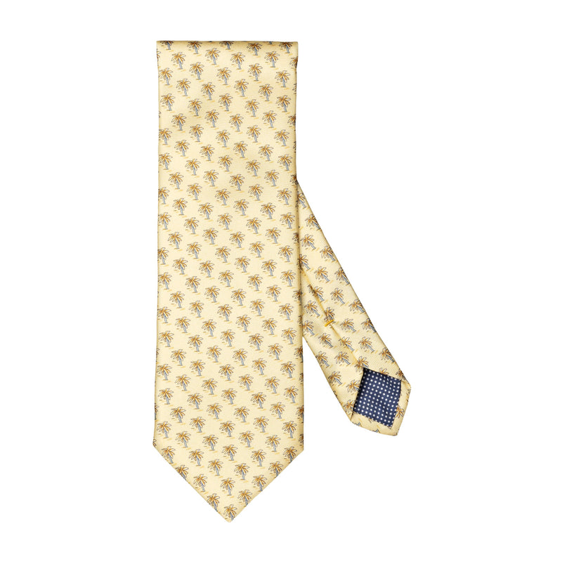 Palm Tree Print Yellow Silk Tie