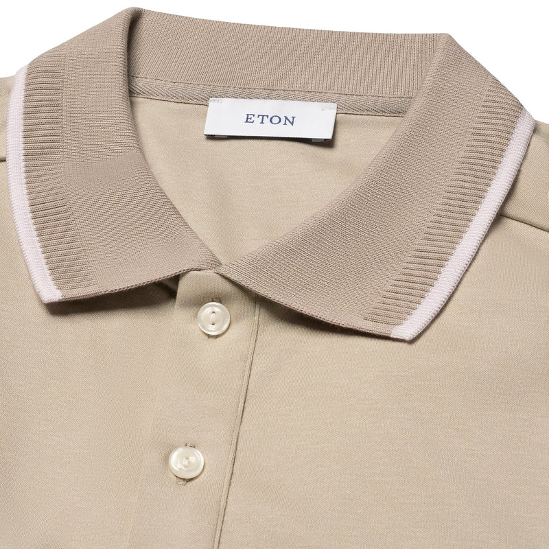 Beige Cotton Interlock Polo Shirt - Eton Shirts