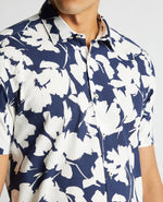 Big Navy Flower Print Short Sleeve Shirt - Remus Uomo