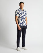 Big Navy Flower Print Short Sleeve Shirt - Remus Uomo