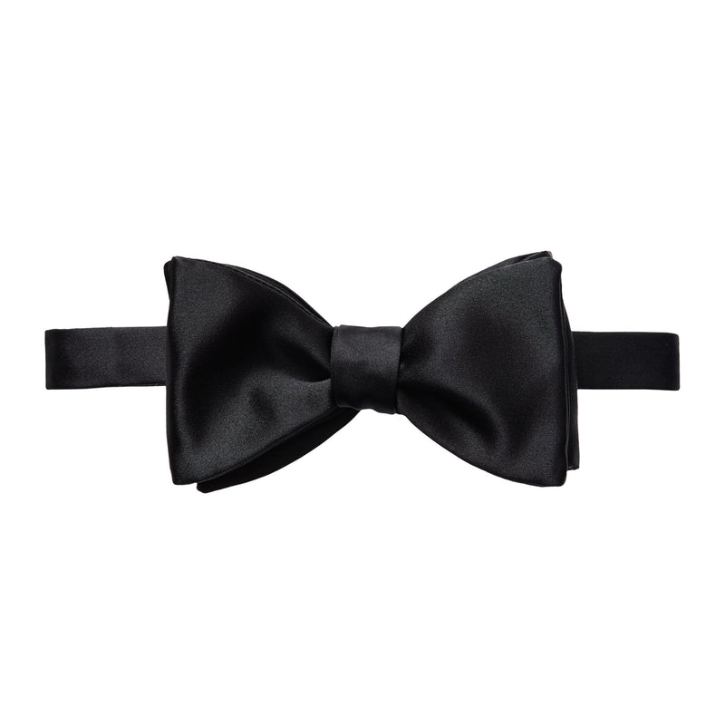 Black Silk Textured Twill Tie Bow - Eton Shirts