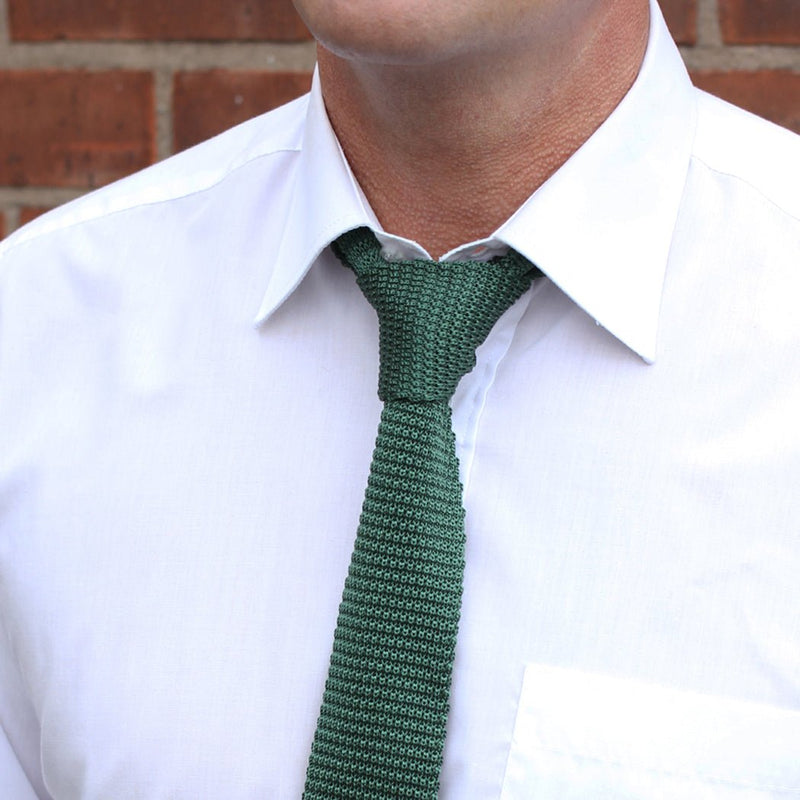 Bottle Green Silk Knitted Neck Tie - Knightsbridge