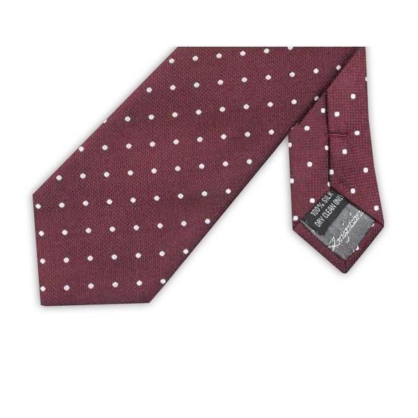 Burgundy Dotted Silk Tie - Knightsbridge