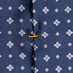 Dark Blue Micro Floral Print Silk Tie - Eton Shirts