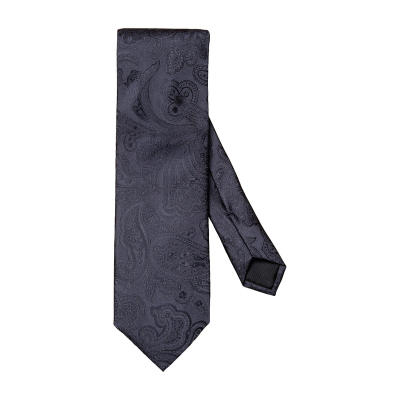 Dark Navy Silk Paisley Tie