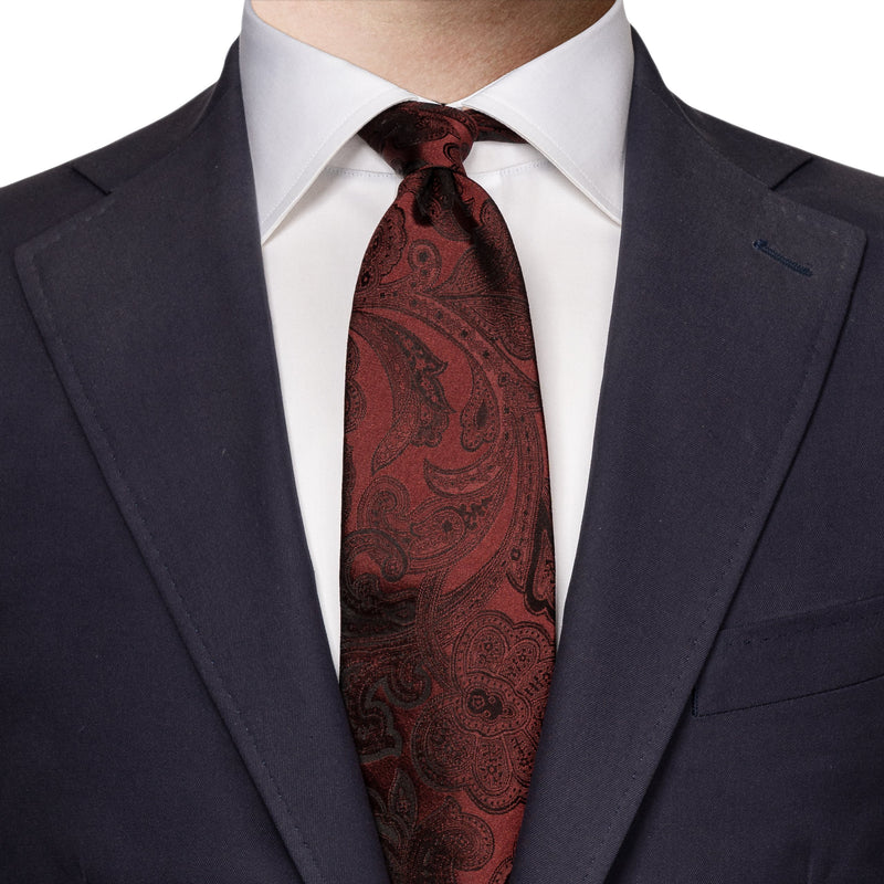 Dark Red Silk Paisley Tie