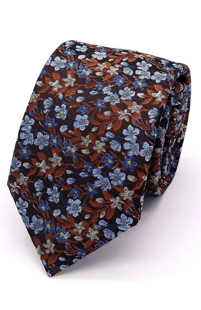 English Hedgerow Tie Blue Cinnamon - Leonard Silver