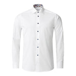 Floral Effect Signature Twill Shirt with Navy Buttons - Eton Shirts