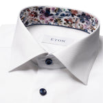 Floral Effect Signature Twill Shirt with Navy Buttons - Eton Shirts