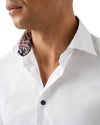 Floral Effect Signature Twill Shirt with Navy Buttons - Eton Shirts