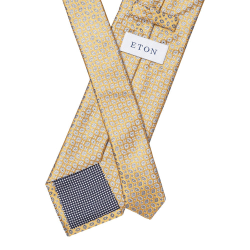 Gold Geo Italian Made Silk Tie - Eton Shirts