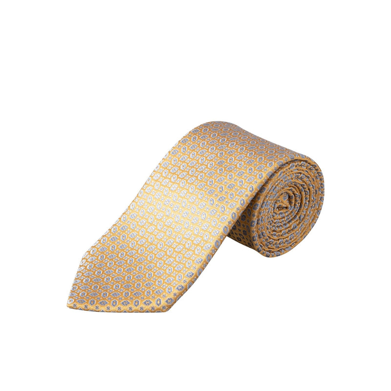 Gold Geo Italian Made Silk Tie - Eton Shirts