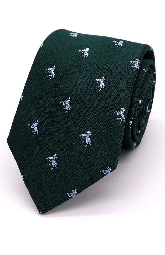 Horse Silk Tie Sky on Green - Leonard Silver