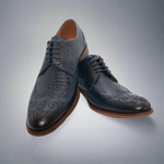 Lacuzzo Dark Blue Snake Skin effect Leather Oxford Brogue - Lacuzzo