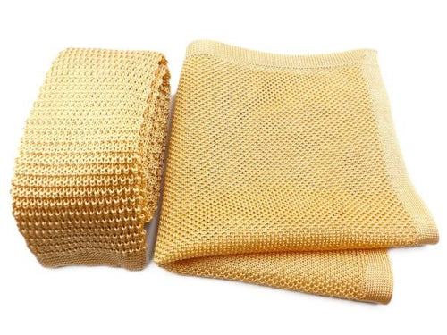 Light Gold Knitted Silk Tie - Knightsbridge