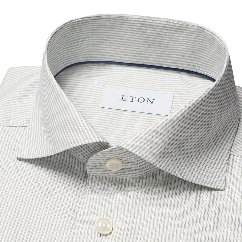 Light Green Signature Striped Oxford Shirt - Eton Shirts