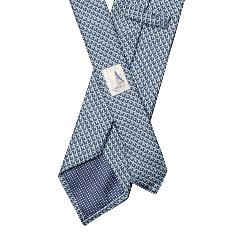 Mid Blue Geometric Print Silk Tie - Eton Shirts