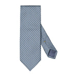 Mid Blue Geometric Print Silk Tie - Eton Shirts