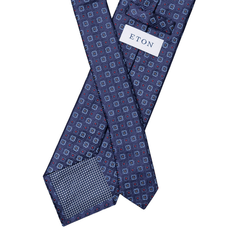 Navy Geo Italian Made Silk Tie - Eton Shirts