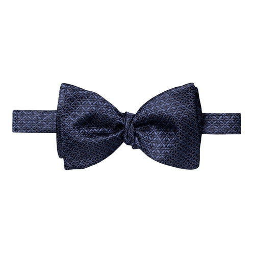 Navy Geometric Self Tie Silk Bow Tie - Eton Shirts