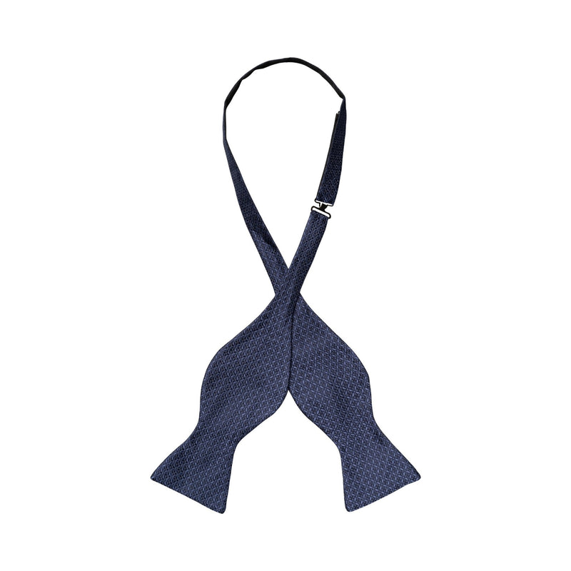 Navy Geometric Self Tie Silk Bow Tie - Eton Shirts