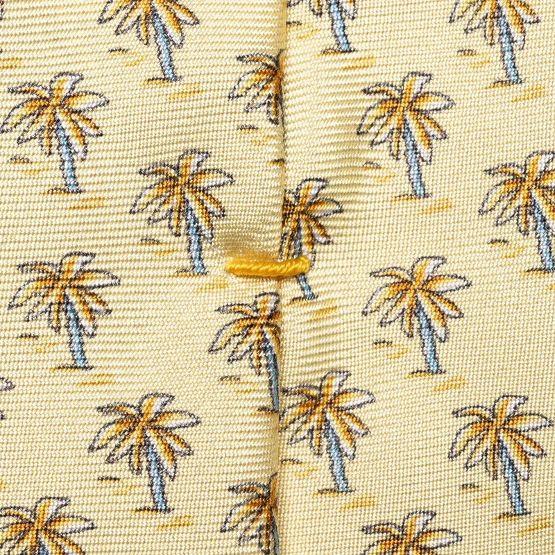 Palm Tree Print Yellow Silk Tie - Eton Shirts