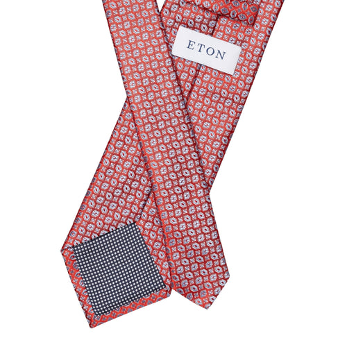 Red Geo Italian Made Silk Tie - Eton Shirts