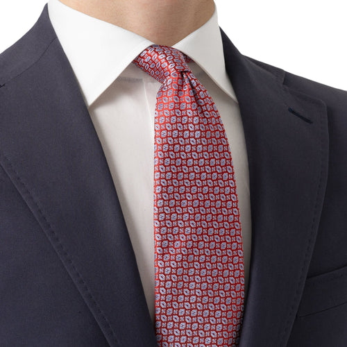 Red Geo Italian Made Silk Tie - Eton Shirts