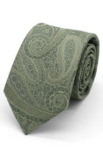 Sage Green Paisley Wedding Tie Set - Leonard Silver