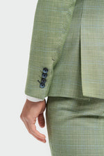 Sage Green Suit With Check & Peak Lapels - Leonard Silver