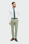 Sage Green Suit With Check & Peak Lapels - Leonard Silver