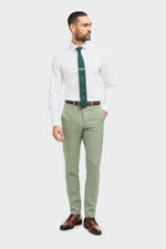 Sage Green Suit With Check & Peak Lapels - Leonard Silver