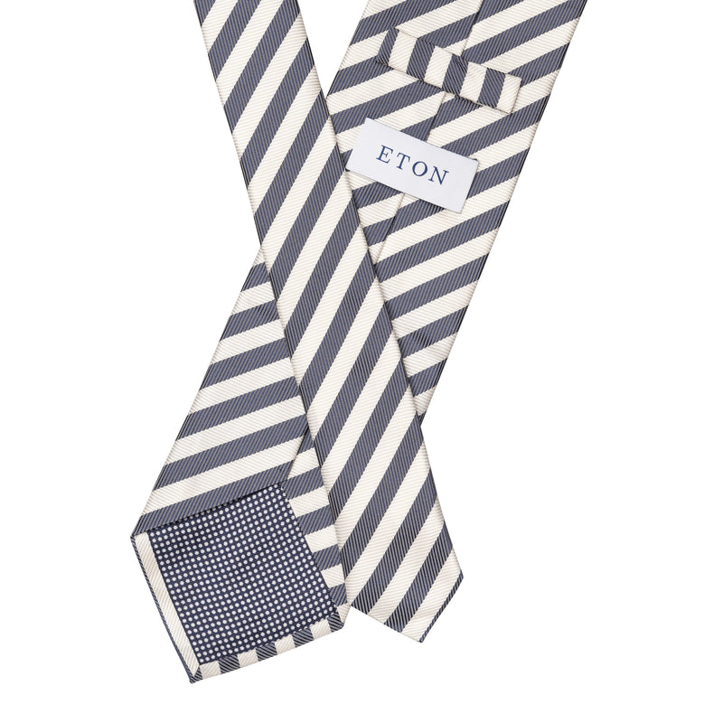 Silk Tie with Bold Navy Stripe