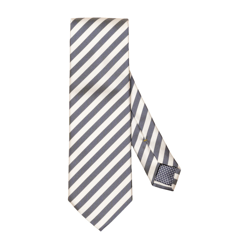 Silk Tie with Bold Navy Stripe