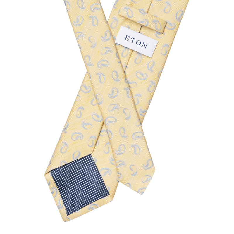 Yellow Paisley Silk Linen Tie - Eton Shirts